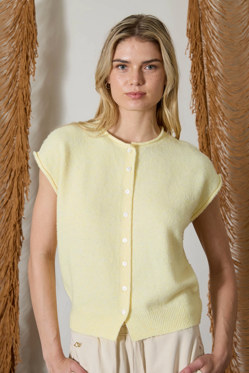 Julia Raw Edge Sleeveless Cardi