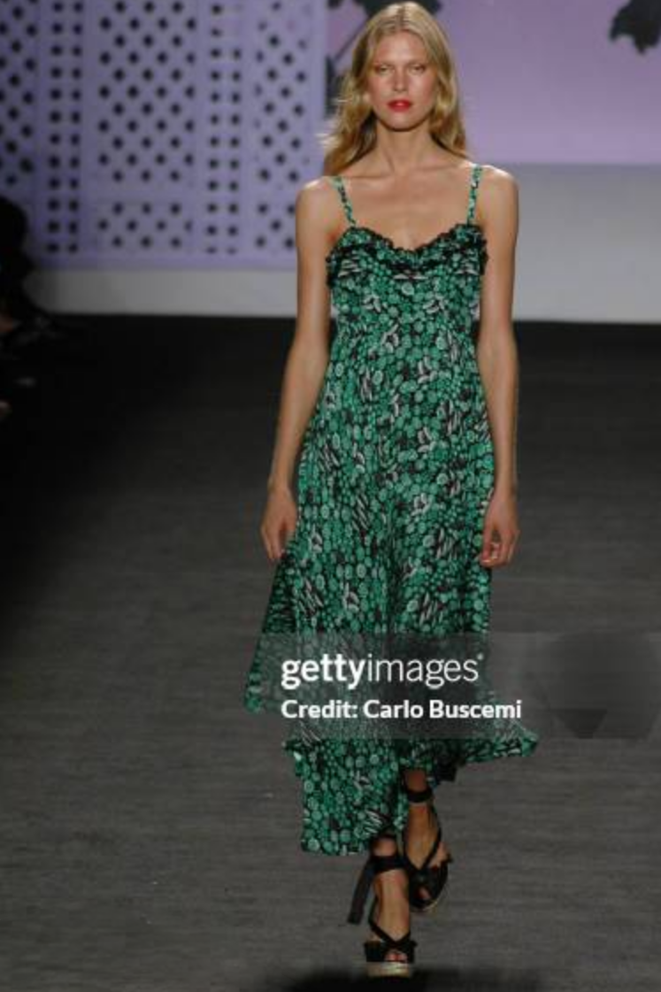 2006 Anna Sui Runway Floral Print Midi Dress