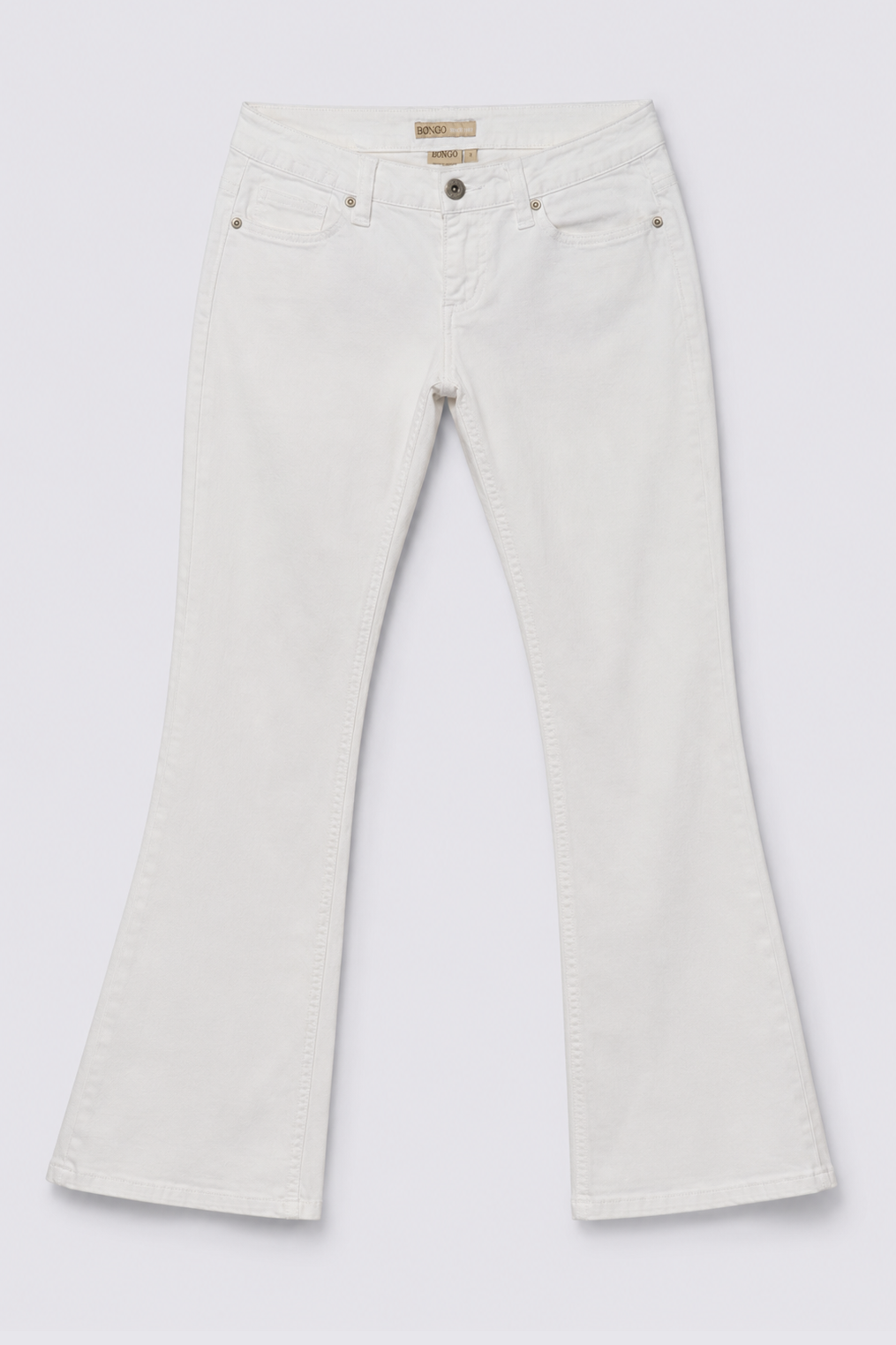 Y2K Bongo Western Bling Lowrise White Flares