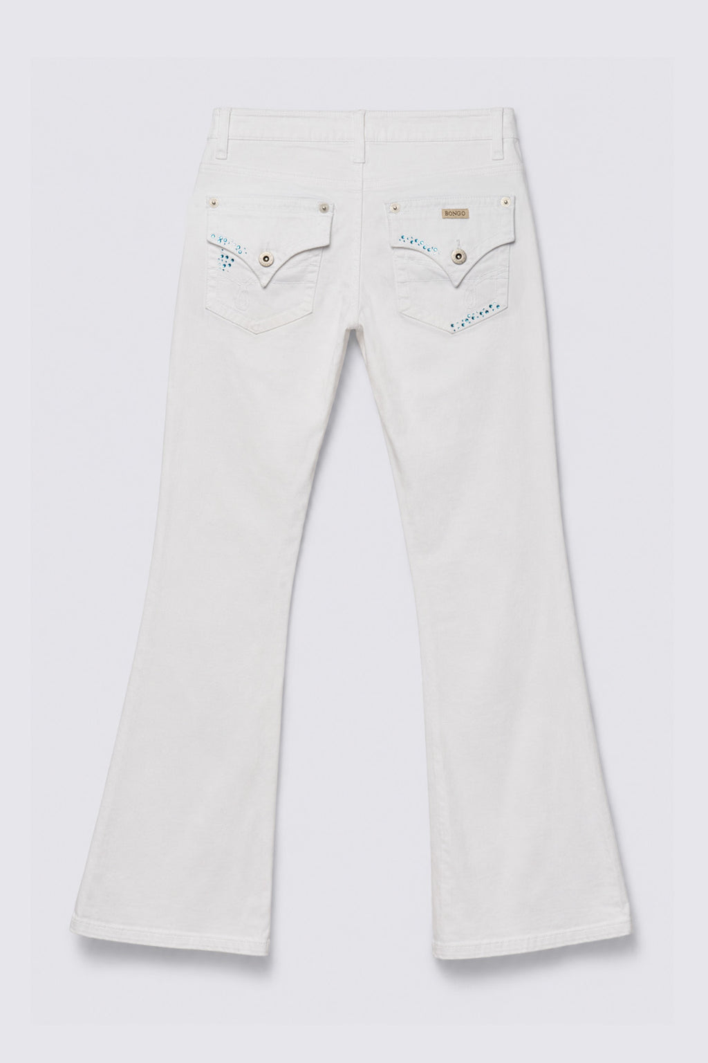 Y2K Bongo Western Bling Lowrise White Flares