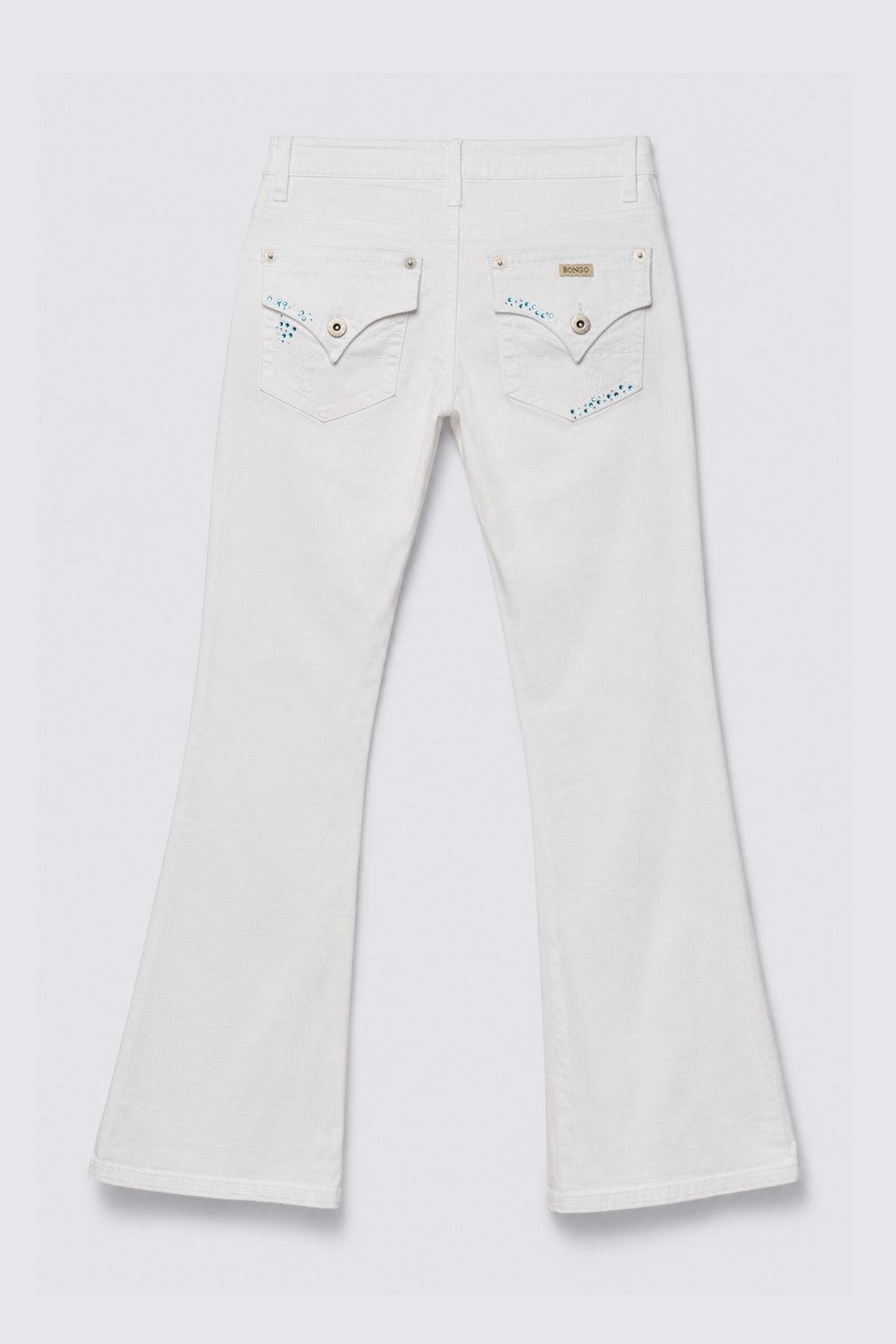 Y2K Bongo Western Bling Lowrise White Flares