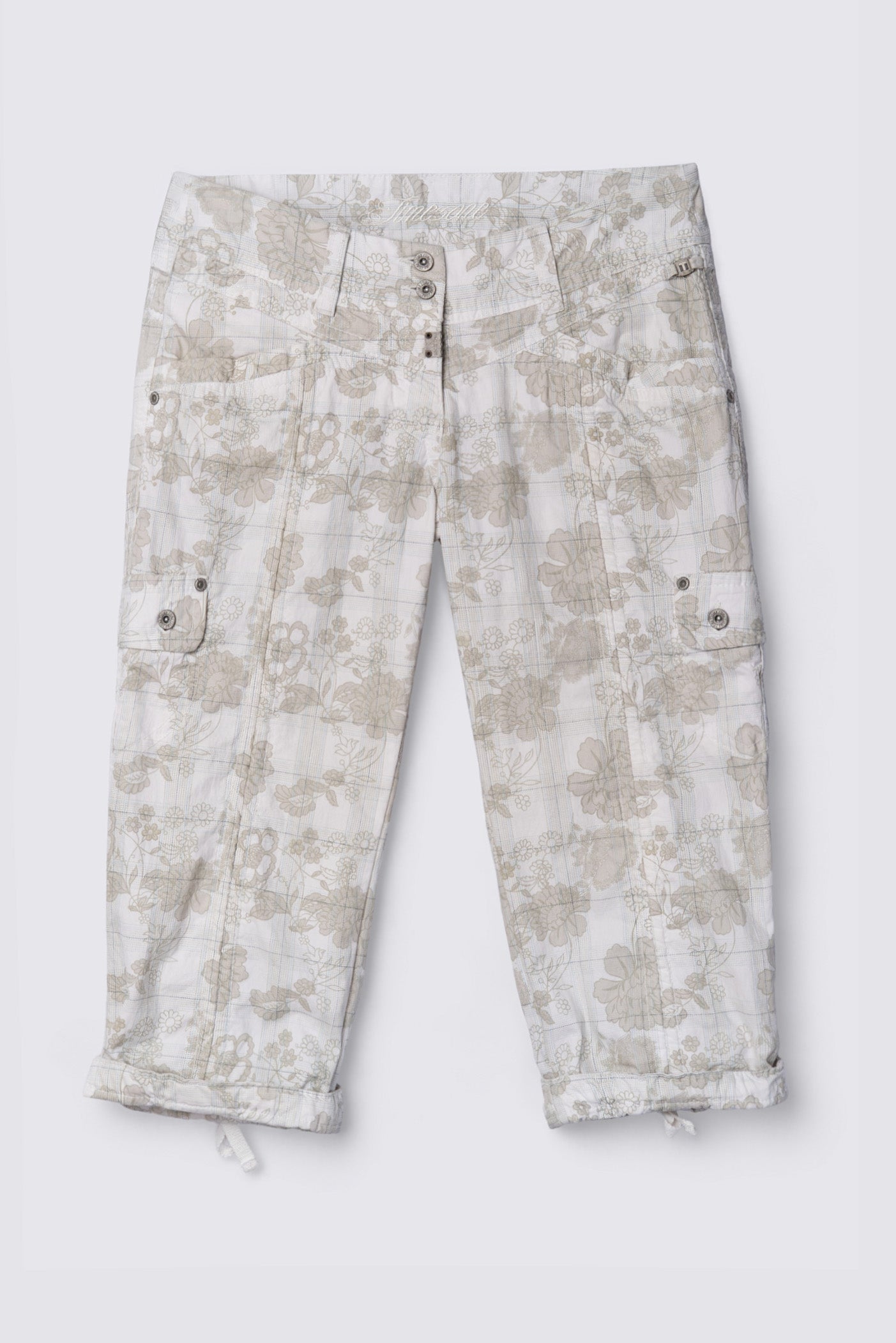 Y2K Timezone Lowrise Floral Plaid Capris