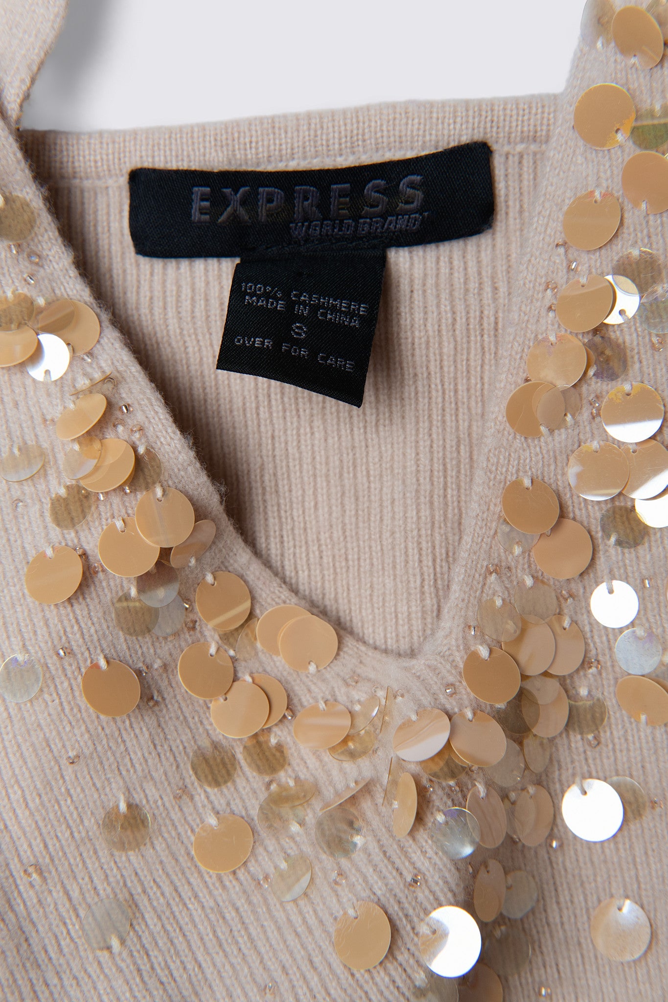 Y2K Express Beaded Cashmere Halter Top