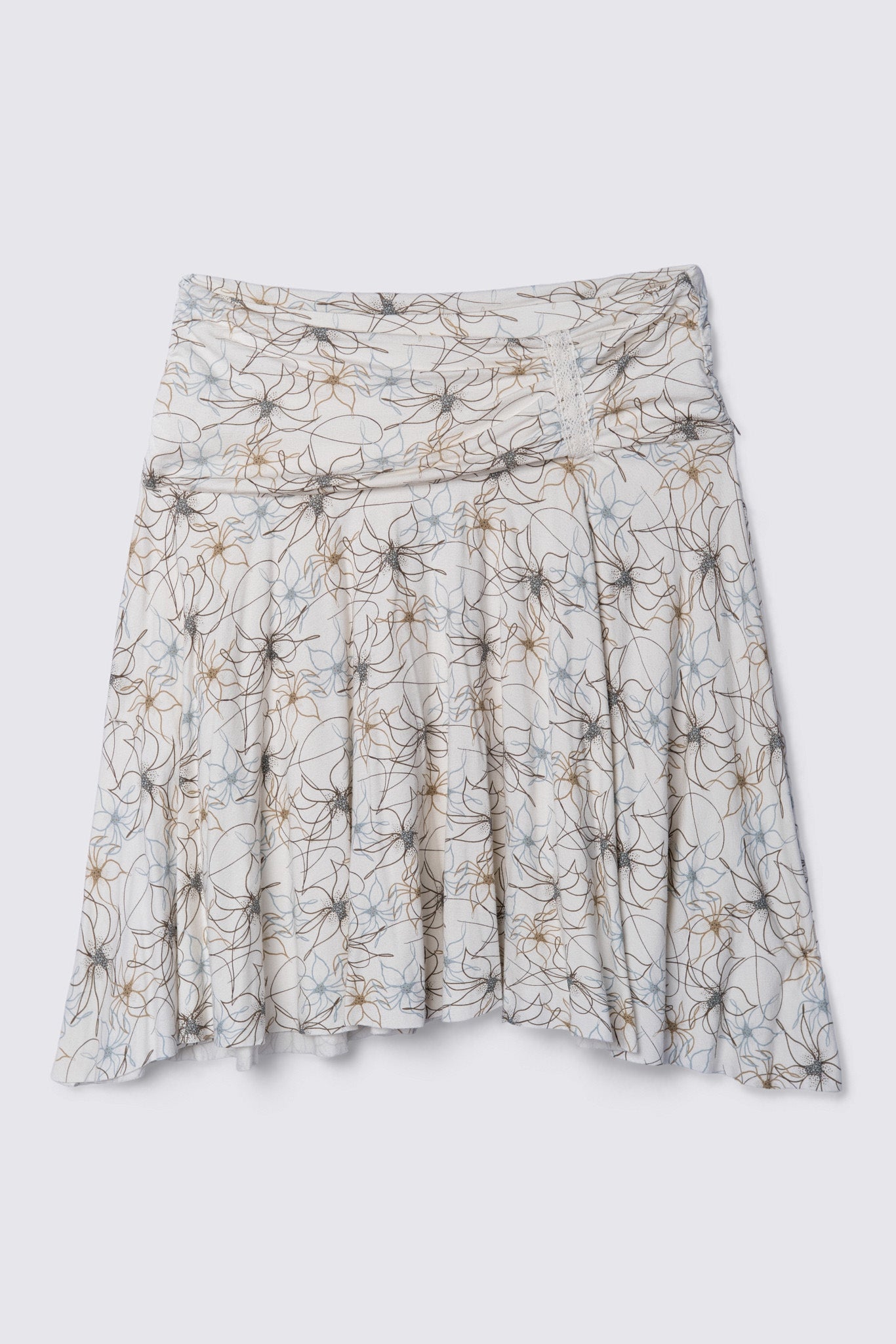 Y2K Fossil Asymmetric Lace Trim Jersey Skirt