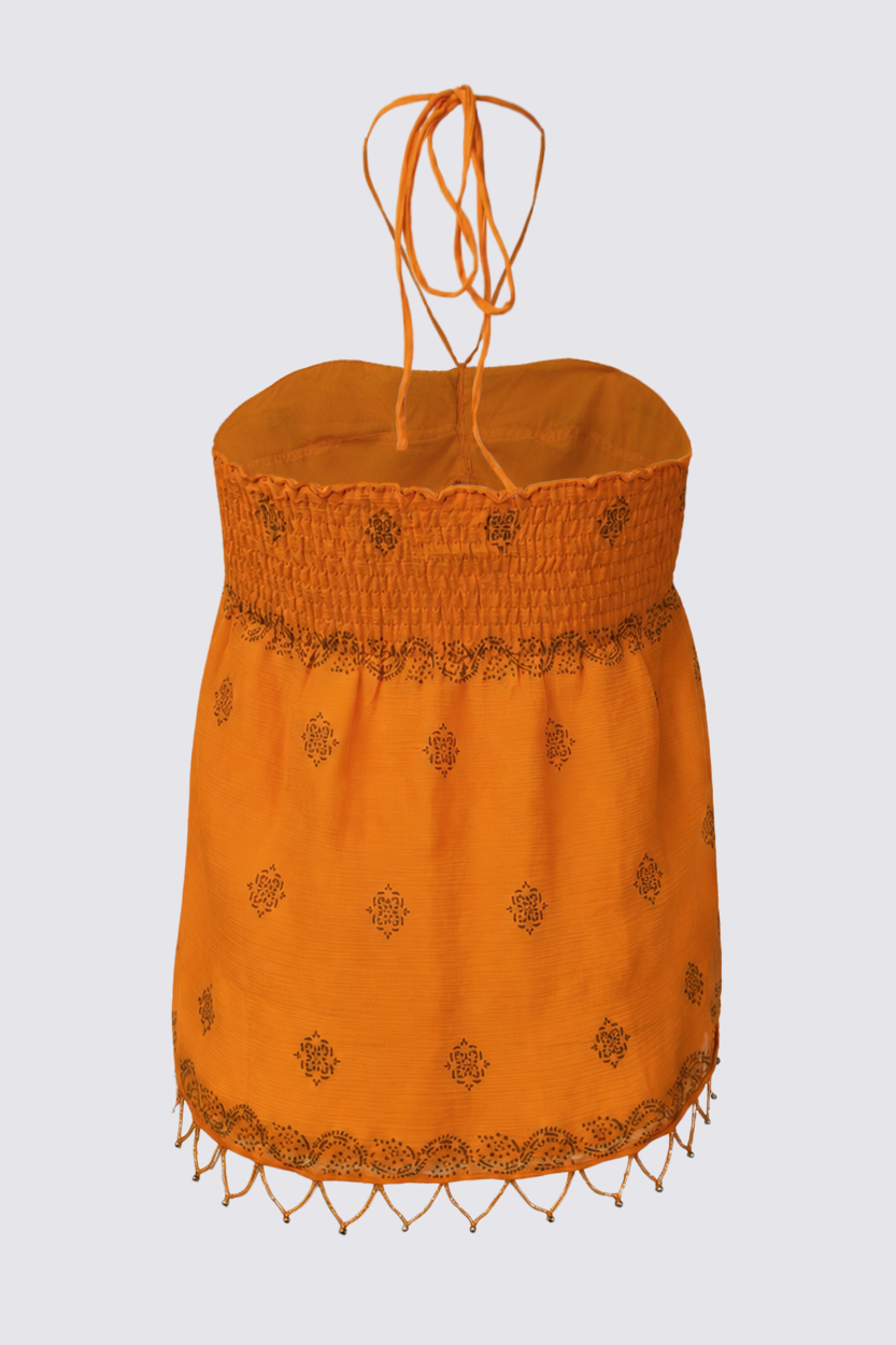 Denim & Supply Beaded Babydoll Halter Top