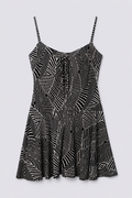 2010s Graphic Print Laceup Mini Dress