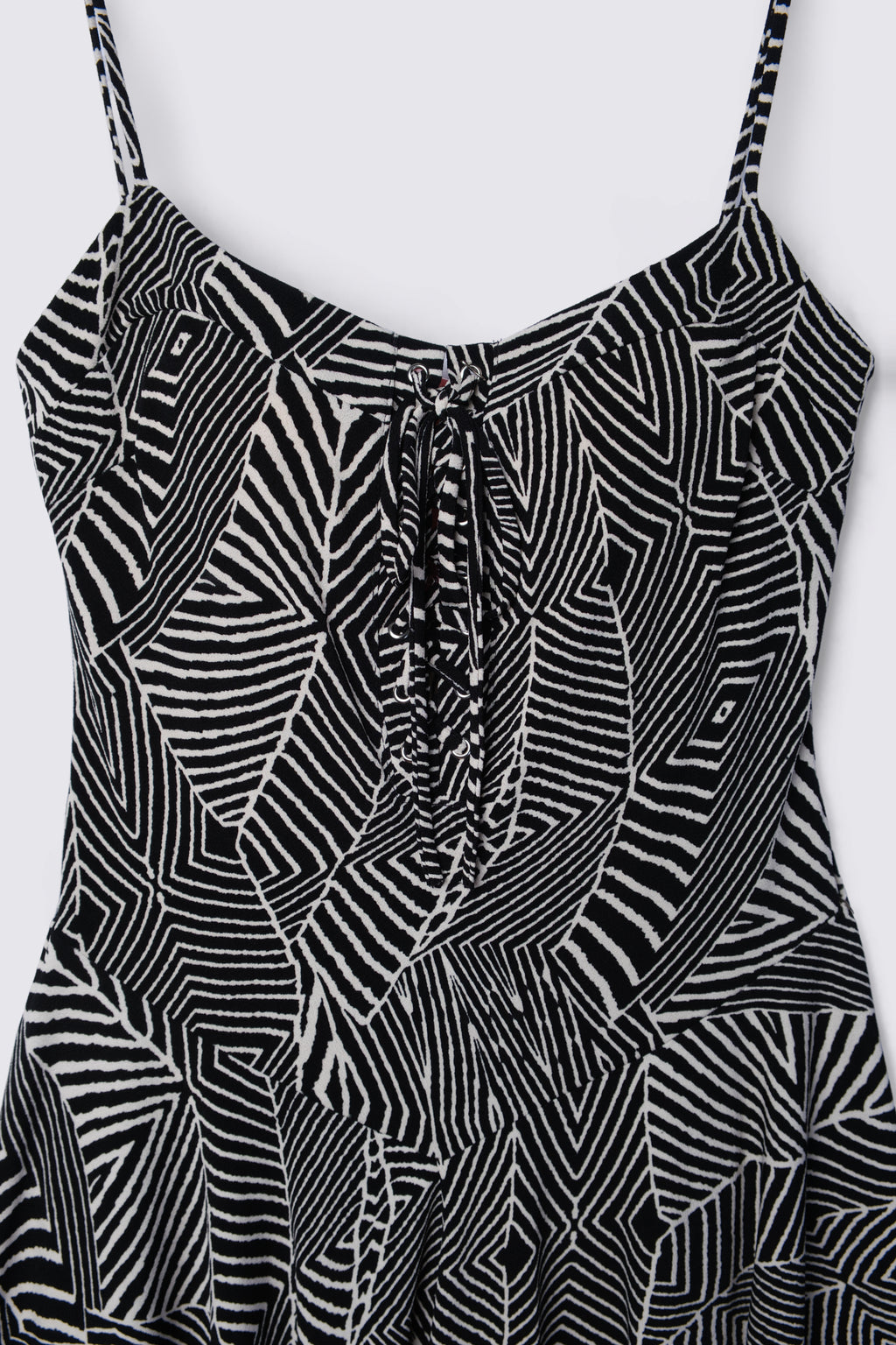2010s Graphic Print Laceup Mini Dress