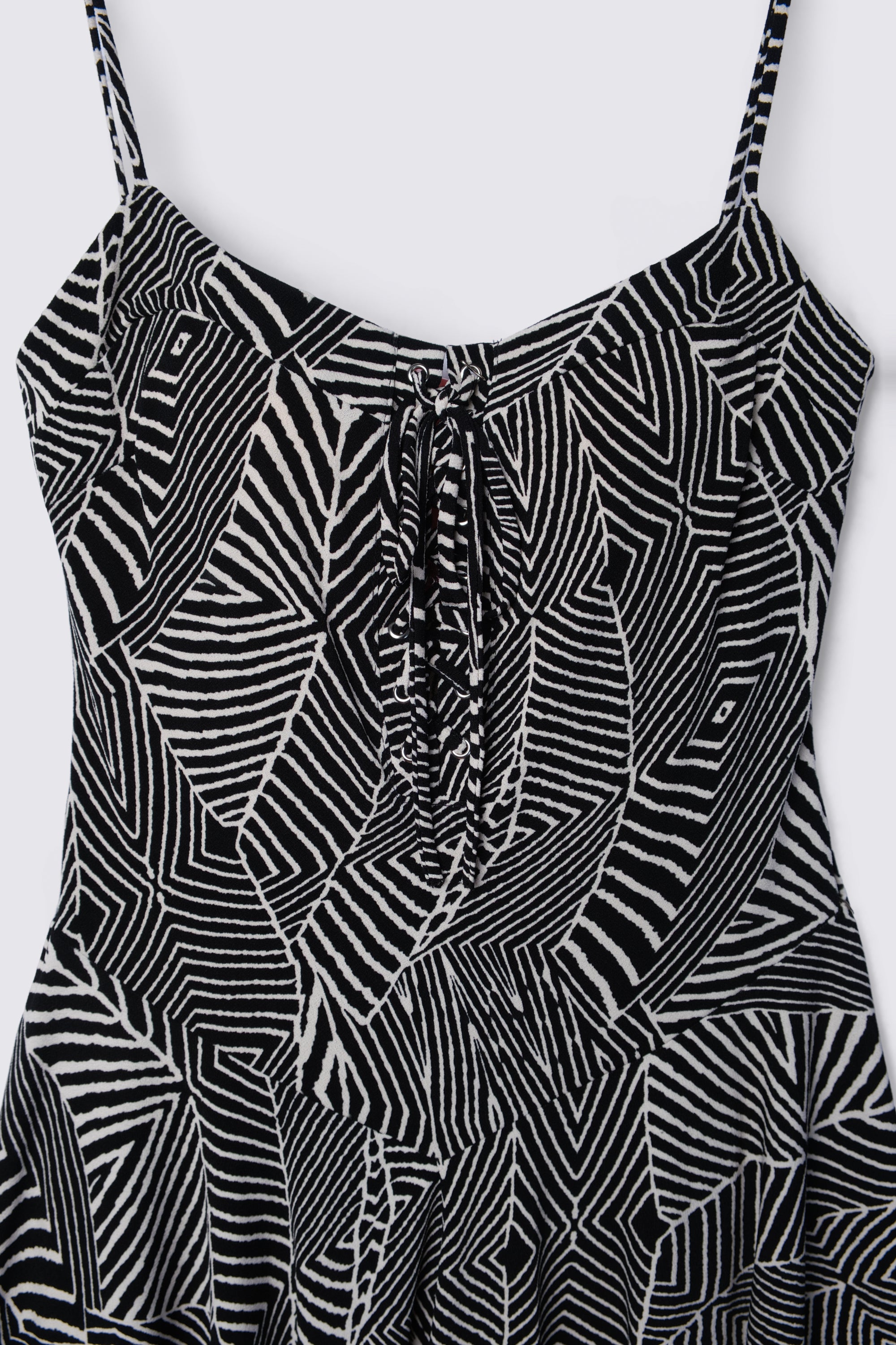 2010s Graphic Print Laceup Mini Dress