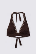 Y2K Lasercut Lace Halter Bikini Top