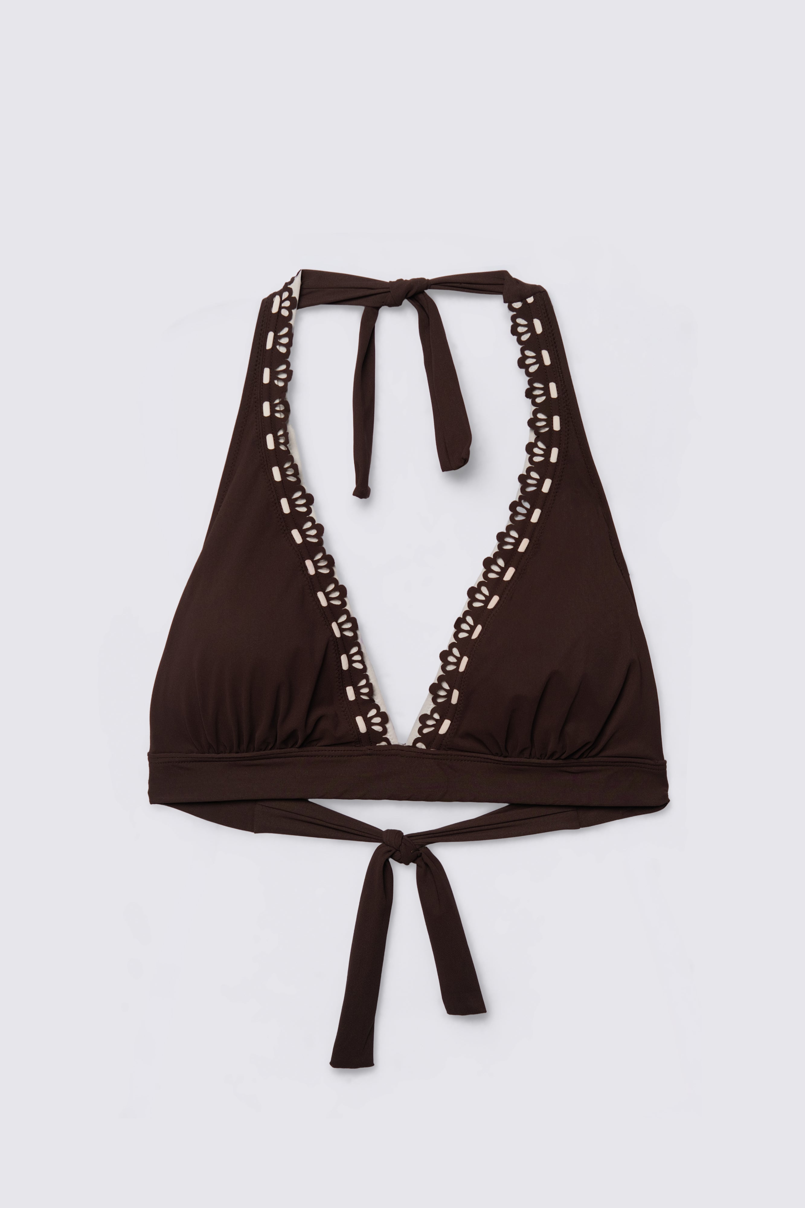 Y2K Lasercut Lace Halter Bikini Top