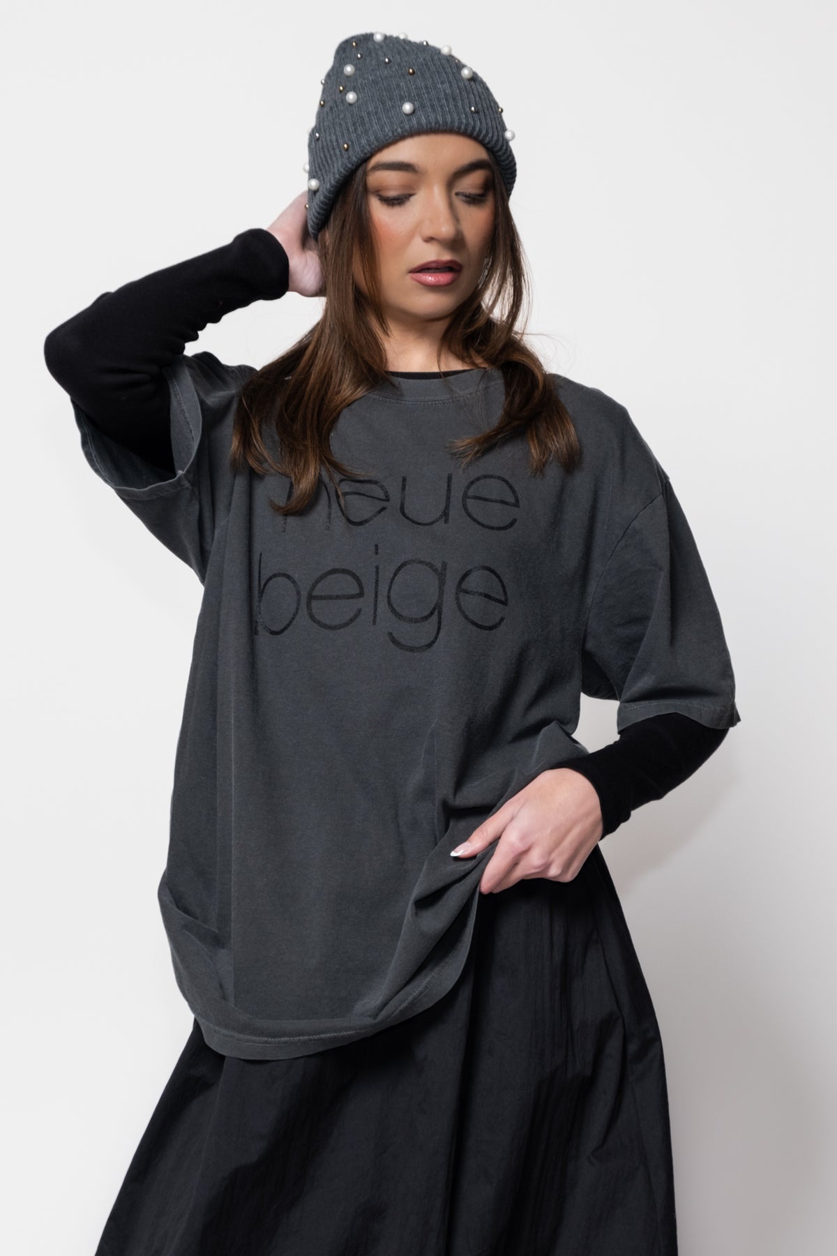 Neue Beige Oversize Cotton Tee