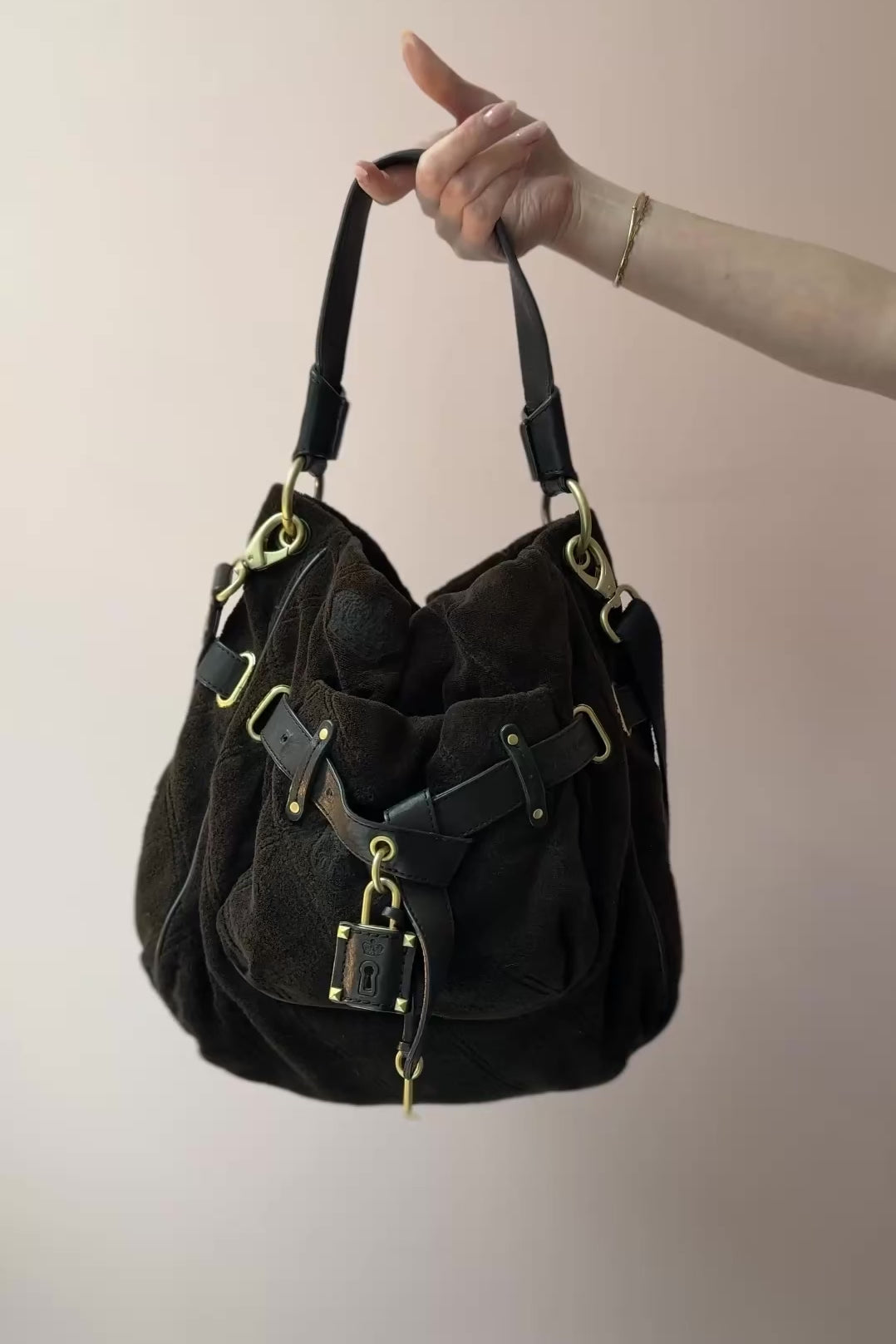 Y2K Juicy Couture Lock & Key Terry Cloth Hobo Bag