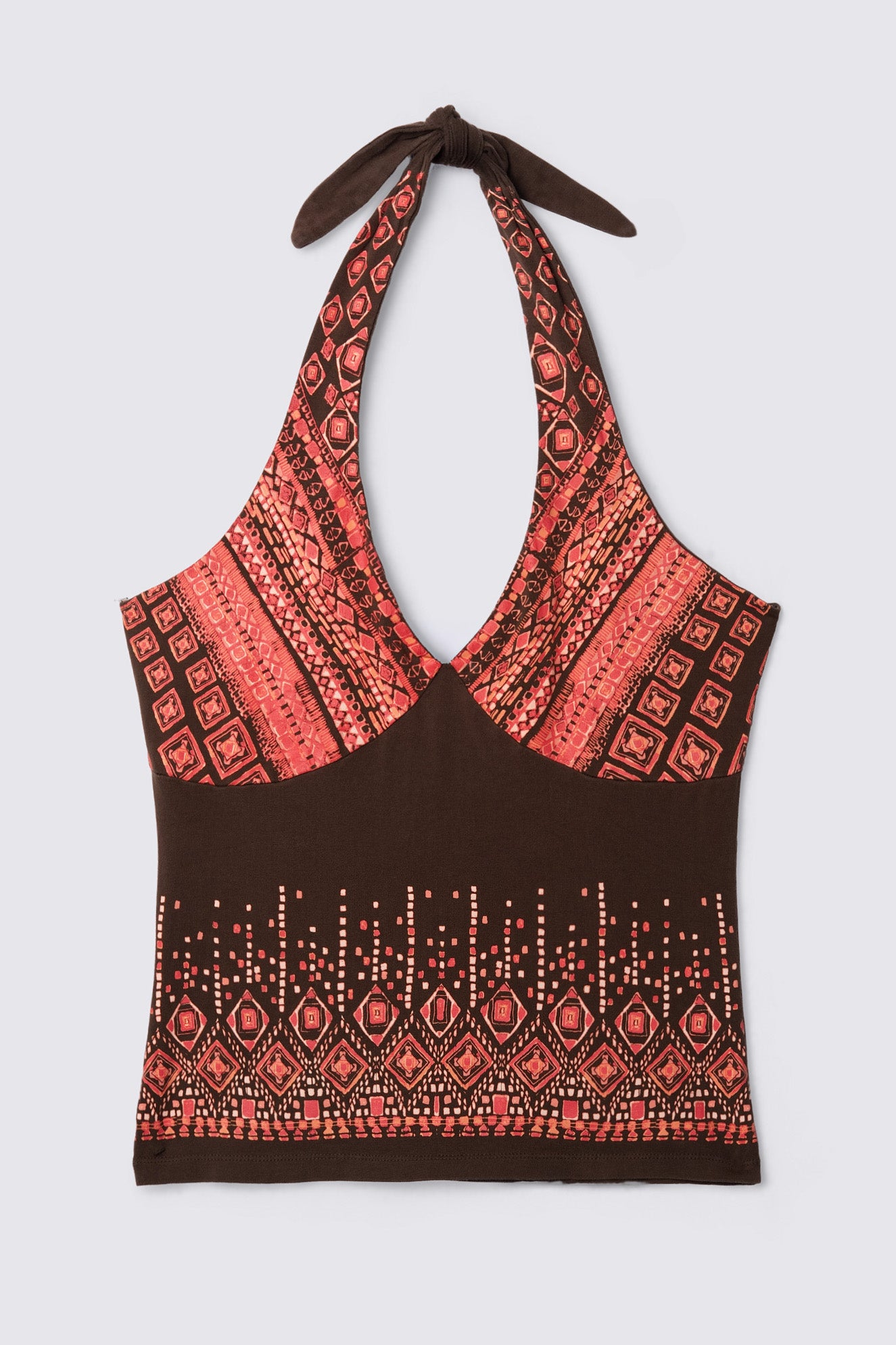90s Q&A Printed Jersey Halter Top