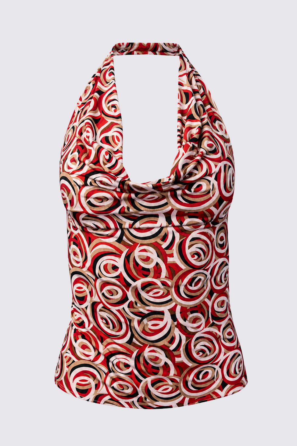 Swirl Print Plunge Halter Top
