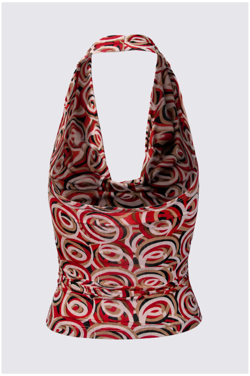 Swirl Print Plunge Halter Top