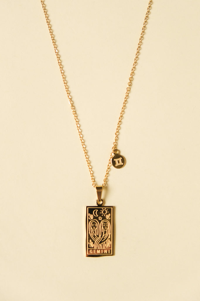 Zodiac Card Pendant Necklace