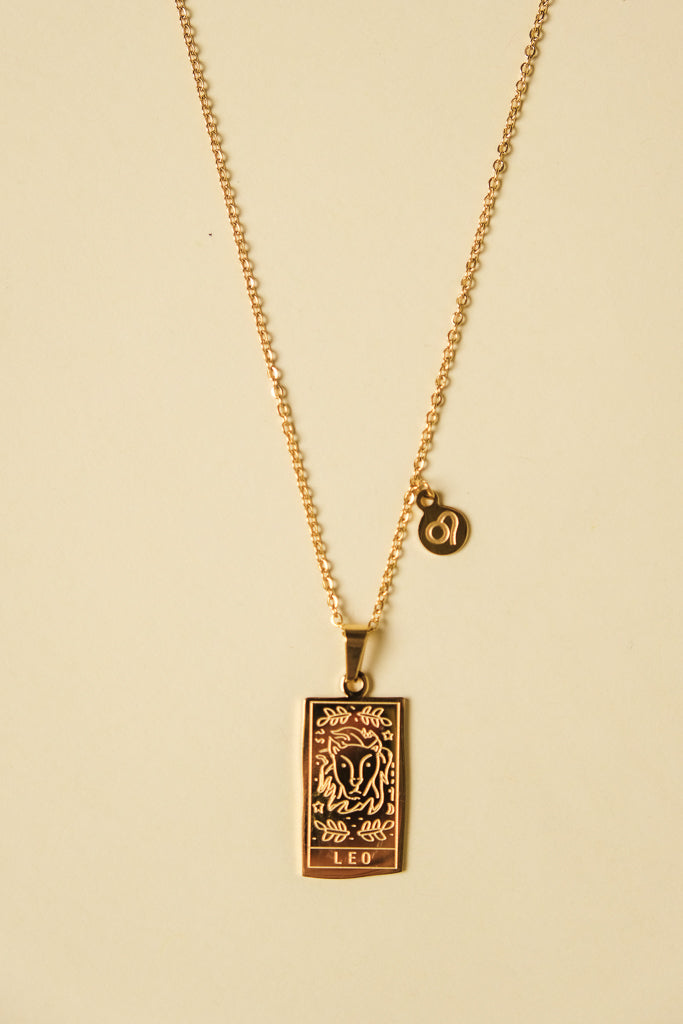 Zodiac Card Pendant Necklace