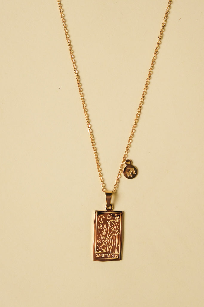 Zodiac Card Pendant Necklace