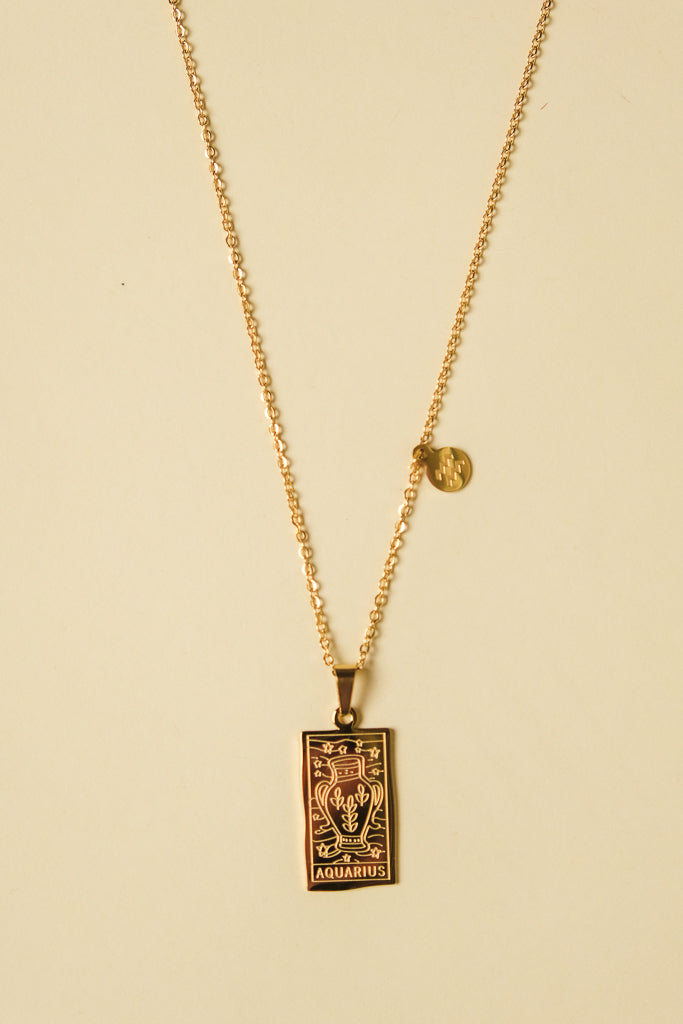 Zodiac Card Pendant Necklace