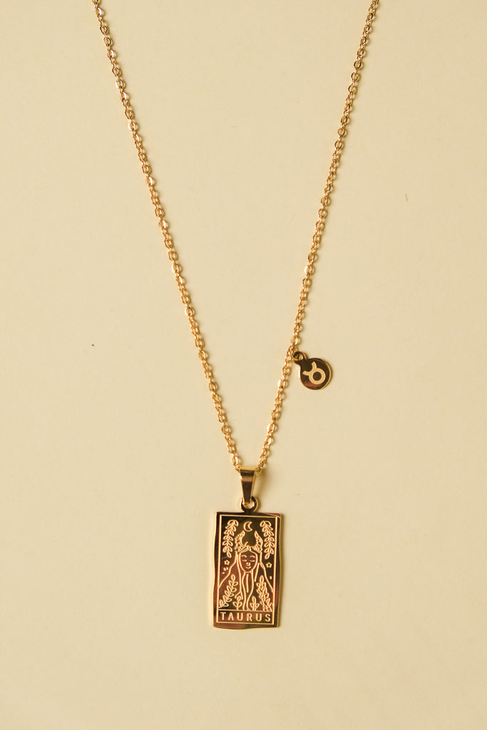 Zodiac Card Pendant Necklace