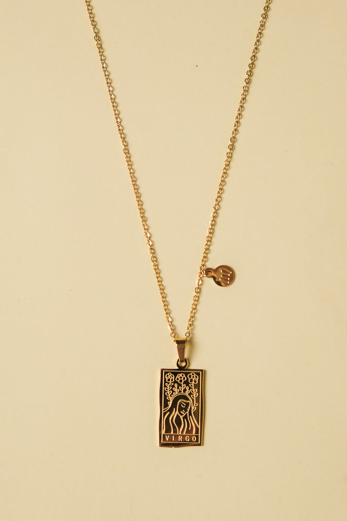 Zodiac Card Pendant Necklace