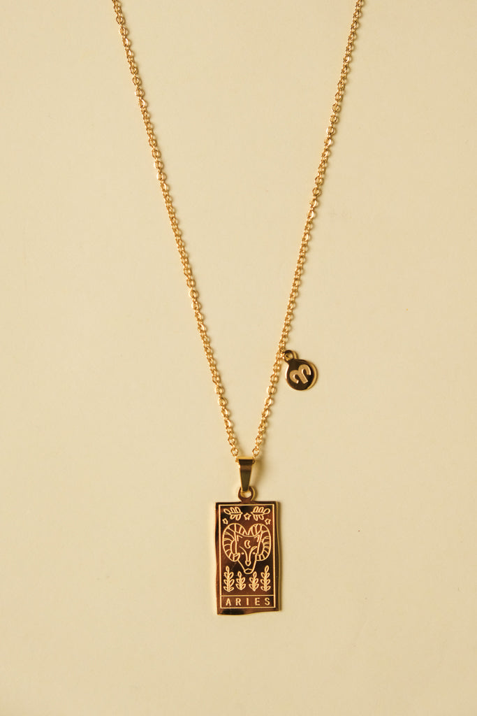 Zodiac Card Pendant Necklace