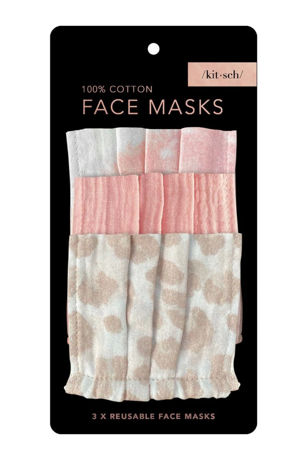 Kitsch Three-Piece Cotton Face Mask Set